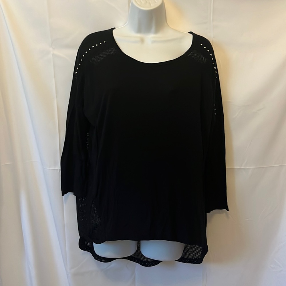 Rick & Republic Black Studded Mesh Top XL